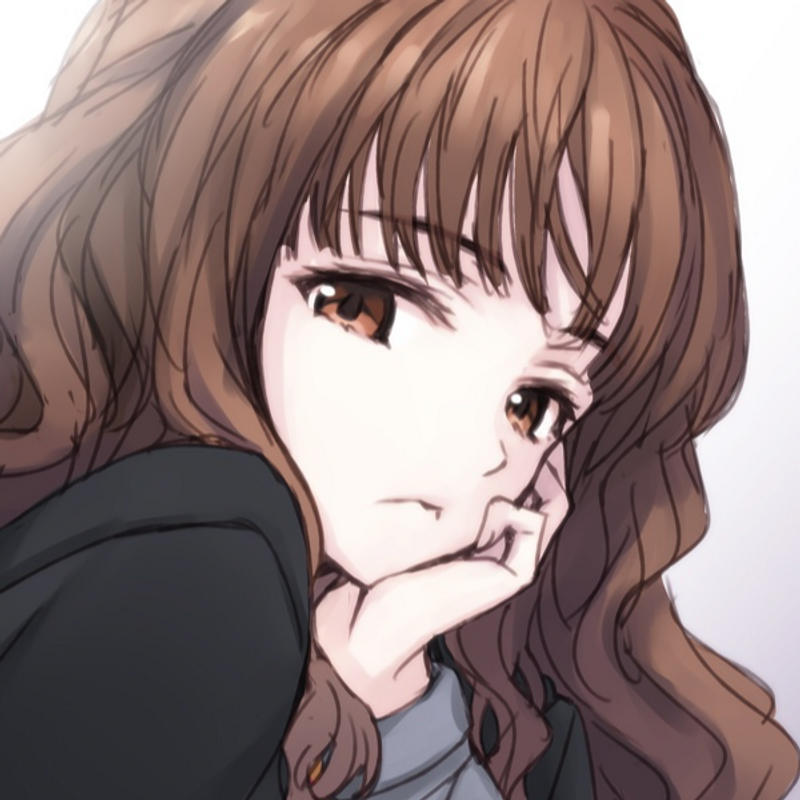 sad anime girl with brown hair and brown eyes